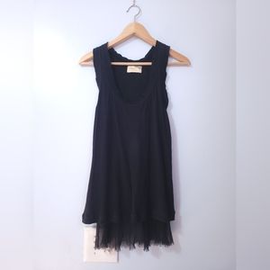 Elizabeth & James Silk Cotton Layered Flowy Tank Small Black Wichty Boho Y2K